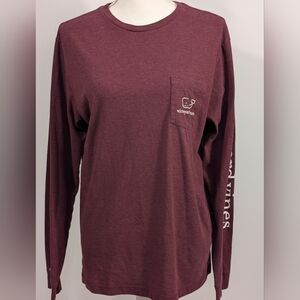 Vineyard Vines Men's Burgundy Long Sleeve Tee